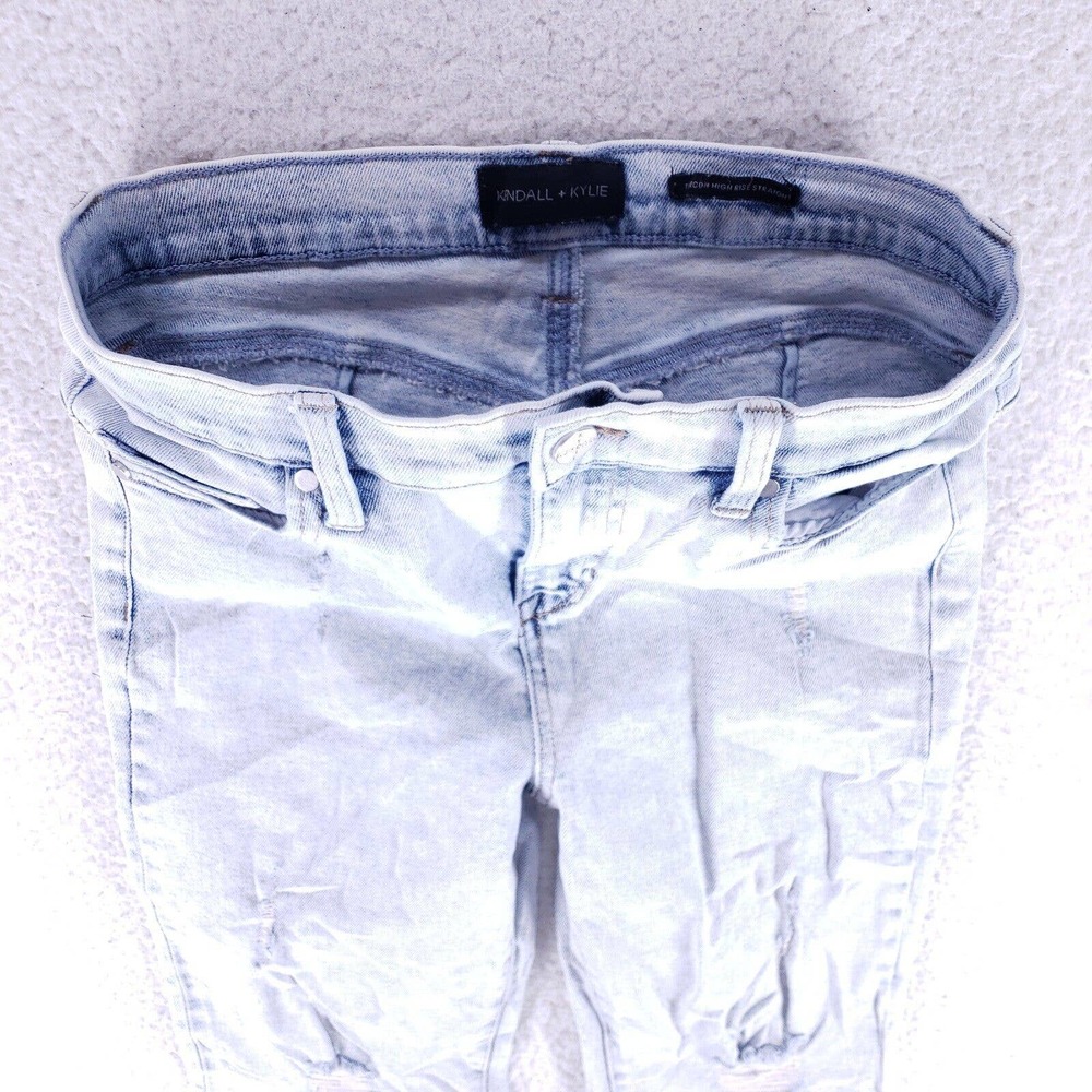 Kendall Kylie Jean Women SZ 9 Blue Denim Straight Stretch High Rise VTG Slim 90s - Picture 5 of 10